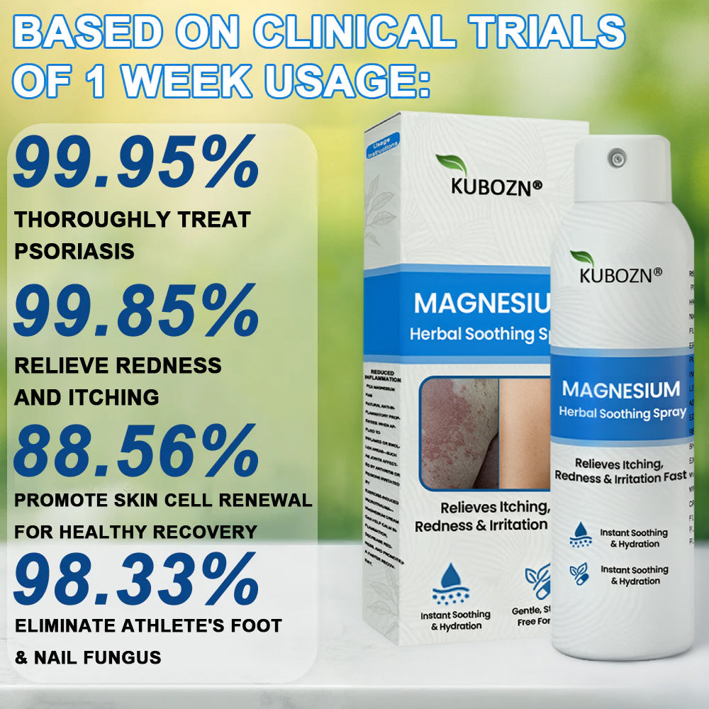 J✅ Official Store:KUBOZN® Magnesium Herbal Spray – Fast Relief for Psoriasis & Eczema | No-Rub, Steroid-Free
