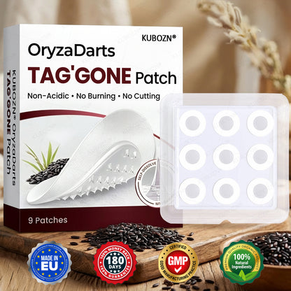 KUBOZN® OryzaDarts TAG’GONE Patch✨Pain-Free Root-Level Removal Powered by Black Rice MicroDarts. (offer)