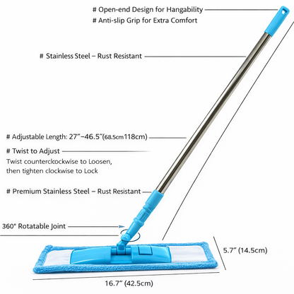 Healrize® Detachable Coral Fleece Flat Mop with Stainless Steel Handle