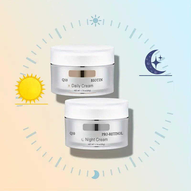 Day Cream + NightCream with Biotin Set, Shea Butter
