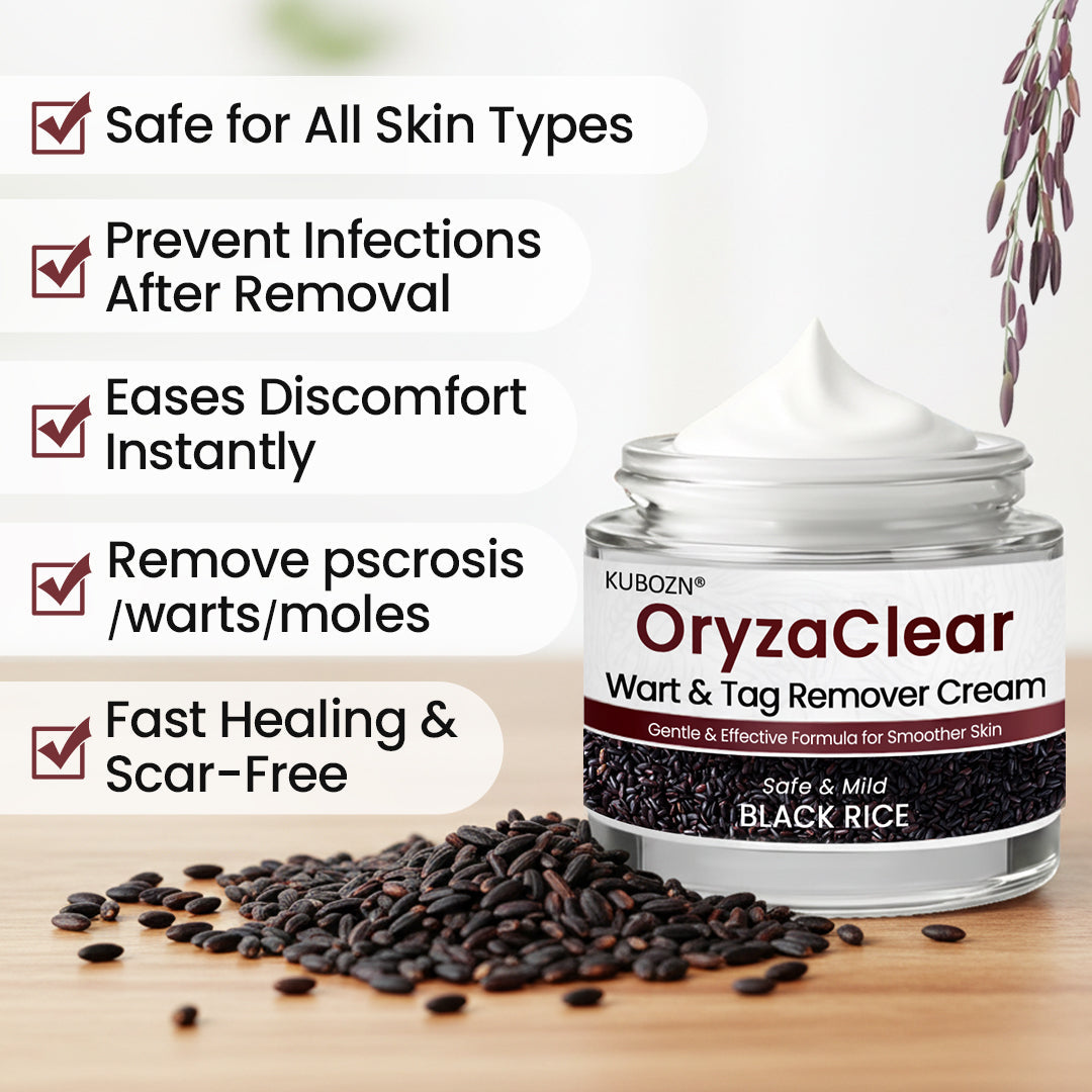 🇸⭐ KUBOZN® OryzaClear – Black Rice Power Cream for Skin Tags & Bumps · Gentle Plant-Based Softening Formula