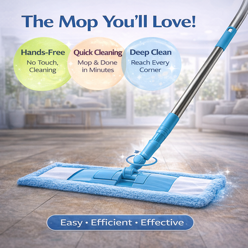 Healrize® Detachable Coral Fleece Flat Mop with Stainless Steel Handle