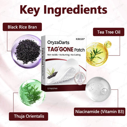 KUBOZN® OryzaDarts TAG’GONE Patch✨Pain-Free Root-Level Removal Powered by Black Rice MicroDarts. (offer)
