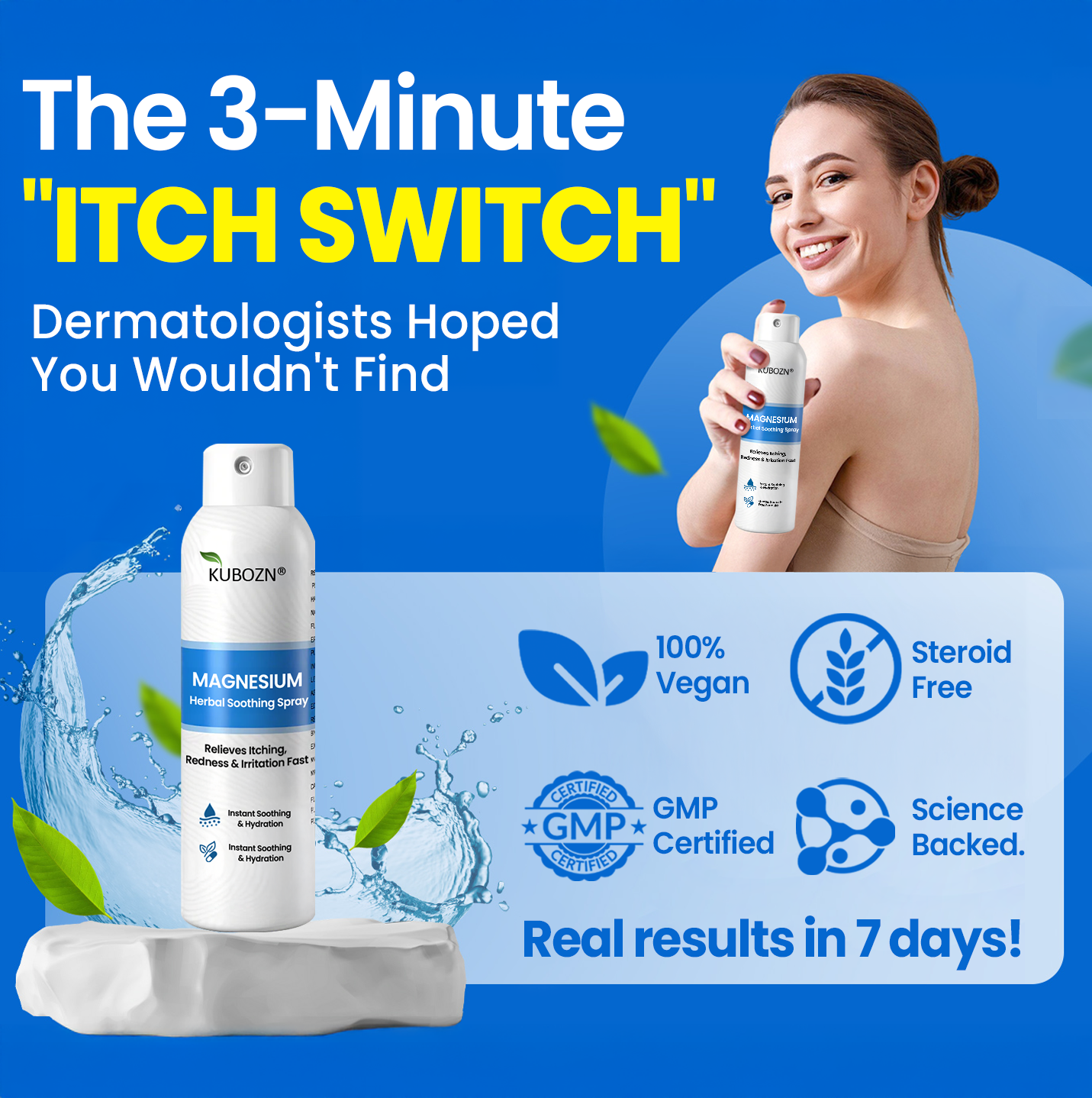 J✅ Official Store:KUBOZN® Magnesium Herbal Spray – Fast Relief for Psoriasis & Eczema | No-Rub, Steroid-Free
